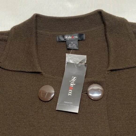 Style & Co Women's Double Breasted Cardigan Sweater Small Coffee Brown $69 NWT - Picture 3 of 7